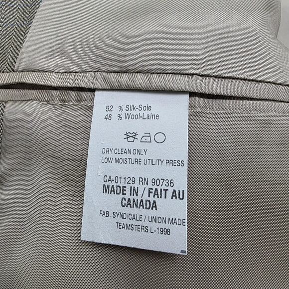 Vintage Chaps Ralph Lauren Blazer Mens 38S Brown Herringbone Wool Silk 3 Button - Picture 3 of 16